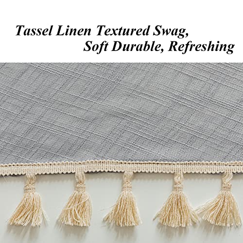 Beda Home Tassel Linen Textured Swag Curtain Valance, Grey, 36 x 45 in - color: Grey, size: 36"W x 45"L (Pack of 1)