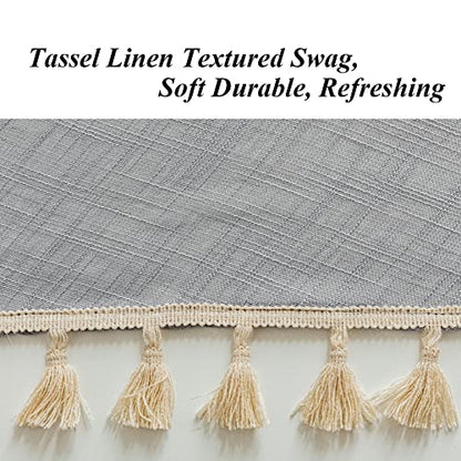 Beda Home Tassel Linen Textured Swag Curtain Valance, Grey, 36 x 45 in - color: Grey, size: 36"W x 45"L (Pack of 1)