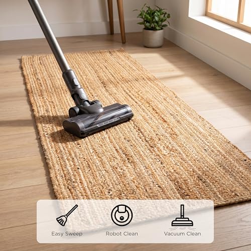 THE BEER VALLEY Jute Braided Runner Rug 2x6 Feet - Natural - color: Natural, size: 2' x 6' (Rectangular)
