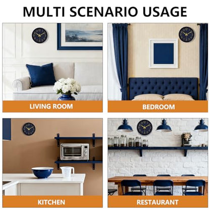 Modern Silent Wall Clock, 12 Inch Wall Clocks Battery Operated Large Number, Non-Ticking Analog Clock with Tempered Glass Quartz Clocks for Living Room Bedroom Office Kitchen, Navy Blue - color: Navy Blue, size: 12 Inch