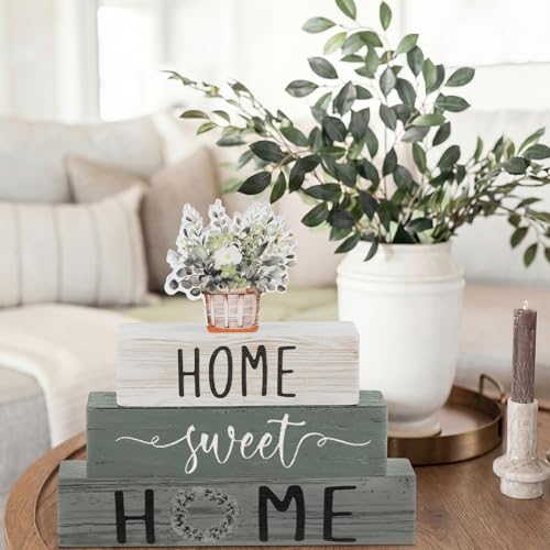 Cinnvoice 4 Pcs Farmhouse Wooden Tabletop Decor Green Eucalyptus Leaves - style: Eucalyptus Leaves