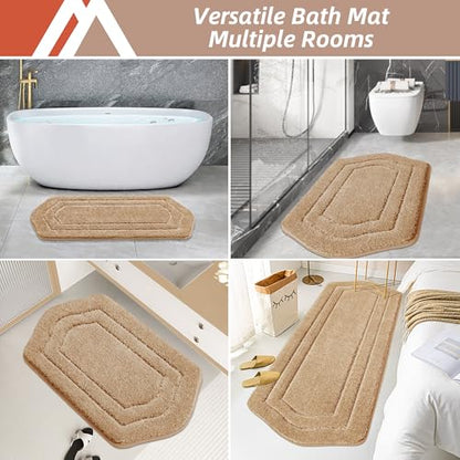 COSY HOMEER Plush Non-Slip Bath Mat, Beige, 24" x 70" - color: Beige, size: 24" x 70" (Oval)