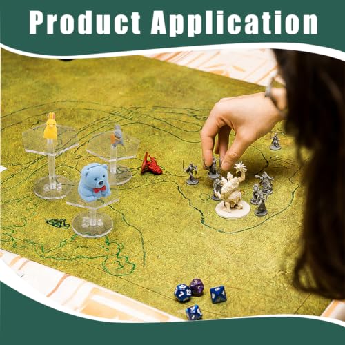 FINGERINSPIRE 6 Pcs Hexagon Acrylic Display Stands 3 Height Clear Acrylic Round Base Stands for Miniatures Collectibles Showcase Stackable Transparent Pedestal Display Platforms for Tabletop Display