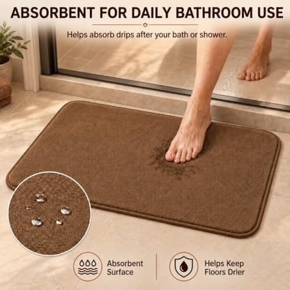 RUN HELIX Bathroom Rugs Sets 3 Piece, Soft Absorbent Memory Foam Bath Mats Set, Dry Fast Bath Mat, Machine Washable Bath Rug Set for Bathroom （Chocolate） - color: Brown