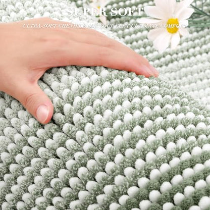 BSICPRO Bathroom Rugs Sets 2 Piece, Non Slip Bath Mats, Greyish Green - color: Greyish Green, size: 20" x 32" Plus 16" x 24"