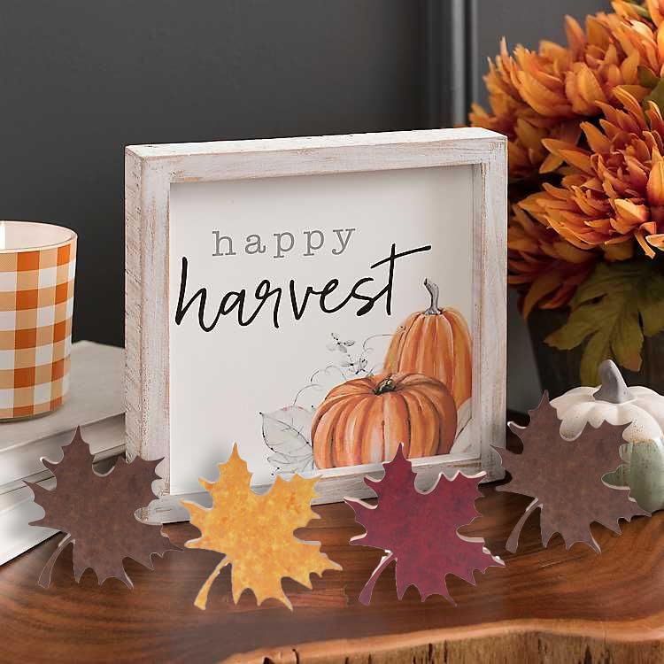 6PCS Fall Leaves Tiered Tray Decor Wooden Leaf Decorations for Home
