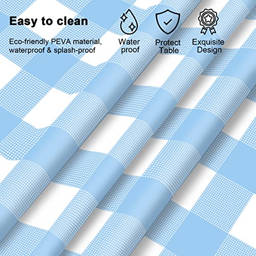 Mulbozy 2 Pcs Blue Gingham Tablecloth 54×108in, Blue Checkered Table Cloth - color: Checkered-light Blue, size: 54" X 108" Rectangle