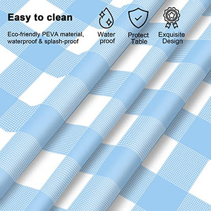 Mulbozy 2 Pcs Blue Gingham Tablecloth 54×108in, Blue Checkered Table Cloth - color: Checkered-light Blue, size: 54" X 108" Rectangle