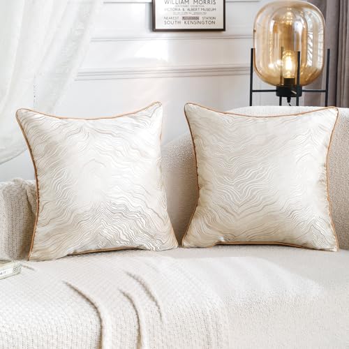 HPUK Jacquard Throw Pillow Covers 18x18 Inch, Soft Textured, Set of 2 - color: Hp-gold