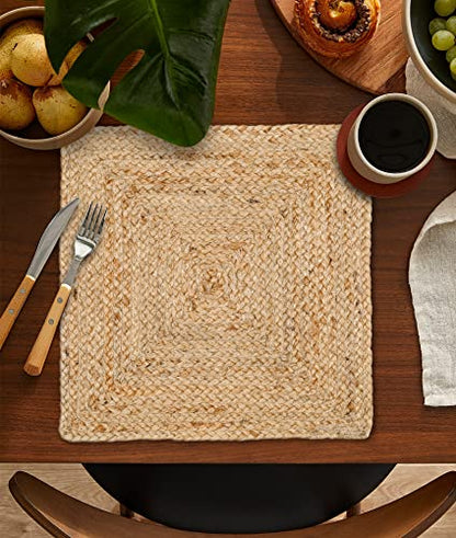 Ramanta Home Jute Braided Placemats Set of 4 14x14 Inches - Natural - size: 14x14 Inches