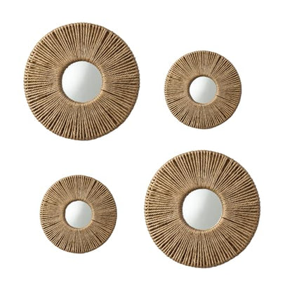 4-Piece Round Wall Decor,Woven Wall Baskets Set, Boho Hanging Baskets Wall Art, Hand Woven Wall Baskets for Living Room Bedroom, Home Decoration