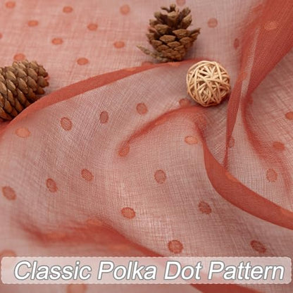 Terracotta Sheer Curtains 84 Inches Long 2 Panels Boho Polka Dots Pattern - color: Terracotta, size: 52"W x 84"L (Pack of 2)