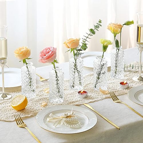 ComSaf Small Glass Bud Vases in Bulk, 12 Pack for Centerpieces, Clear - color: Clear, size: 12 Pcs