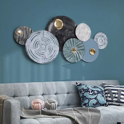 Metal Geometric Round Wall Art Coastal Nautical 3D Wall Decor 53"x25" - color: Style 3