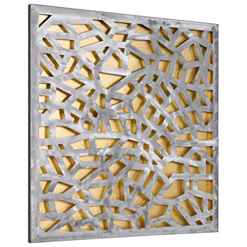 Empire Art Direct Gold Enigma Polished Steel Sculpture Abstract Wall Art with Gold Leaf,Ready to Hang,Living Room, Bedroom ＆ Office (PSL-19308-3232) - color: Gold Enigma, size: 32"L x 32"W