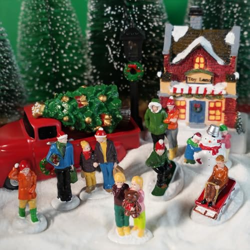 Rileryan 8 PCS Miniature Christmas Village People Figurines - style: A