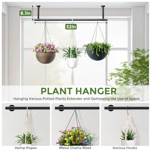Window Plant Hanger Indoor, 32 Inch Heavy Duty Plant Hanging Rod - size: 32 Inch