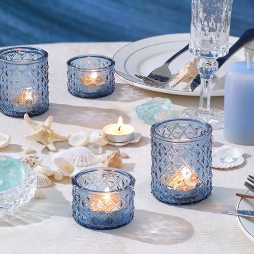 36 Pack Blue Tealight Candle Holders, Glass Votive Candle Holders - color: Blue