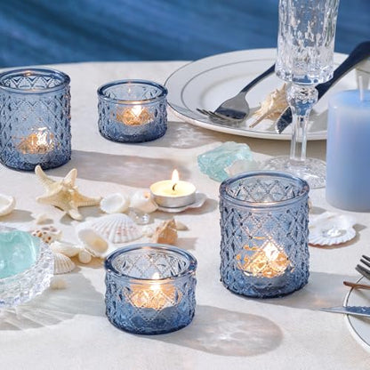 36 Pack Blue Tealight Candle Holders, Glass Votive Candle Holders - color: Blue