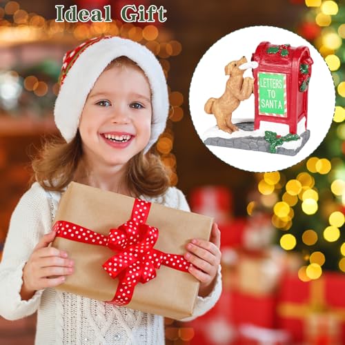 Decorative Christmas Figurine Dog Santa's Mailbox Village Set Xmas Gift - color: Mailbox With Dog