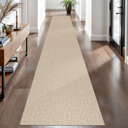 EARTHALL Washable Runner Rug, Non Slip Hallway Runner, 2x12 Ft, Sand/Beige - color: Sand/Beige, size: 2' x 12' (Rectangular)