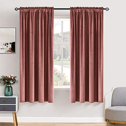 MIULEE Dusty Rose Pink Velvet Room Darkening Curtains for Bedroom W52 x L63 - color: Dusty Rose, size: 52"W x 63"L (Pack of 2)