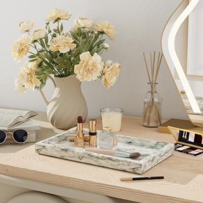 Decorative Natural Marble Vanity Trays,11.8x7.9x1.2in,Cyan Green - color: Cyan Green Texture