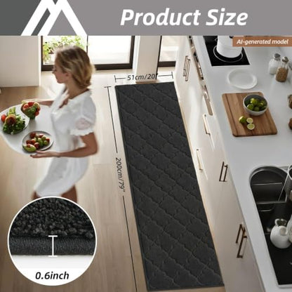 COSY HOMEER Soft Kitchen Floor Mats and Rugs Non Slip 20"x79",Black - color: Black, size: 20"X 79"