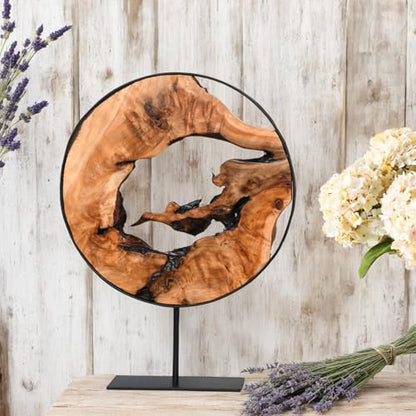 WELLAND Cedar Wood Sculpture, Natural Tabletop Decor Accent - size: Extra Large