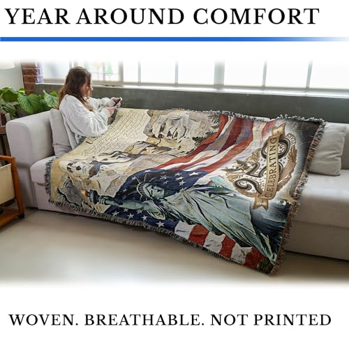 Pure Country Weavers Celebrating 250 담요 - 선물용 미국 250주년 기념 태피스트리 면 소재 담요 - 미국에서 제작 (182.9x137.2cm(72x54인치)) - color: 250주년 기념, size: 72x54