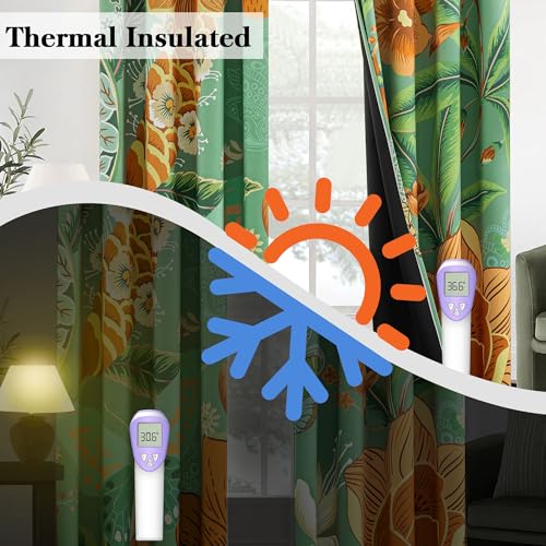 Tyrot Sage Green Floral Butterfly Blackout Curtains, 52W x 84L, 2 Panels - color: Sage Bloom, size: 52"W x 84"L (Pack of 2)