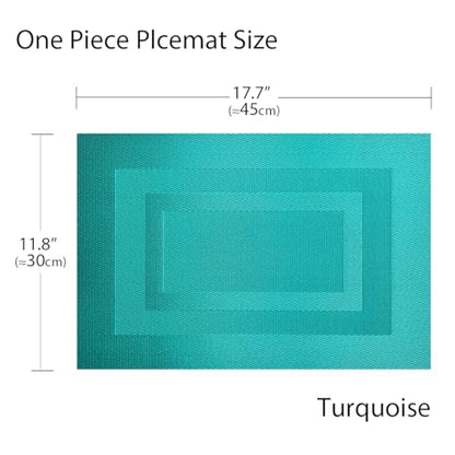 PIGCHCY Placemats Washable Vinyl Woven Table Mats,Elegant Durable Placemats for Dining Table Set of 4 (18 x 12 inches, Turquoise Blue) - color: Box: Turquoise Blue, size: 4 Placemats