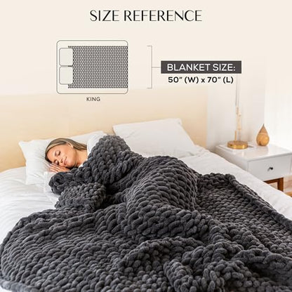 SAMIAH LUXE Chunky Knit Throw Blanket 50x70 in, 8 lb Graphite Gray - color: Graphite, size: 50x70in