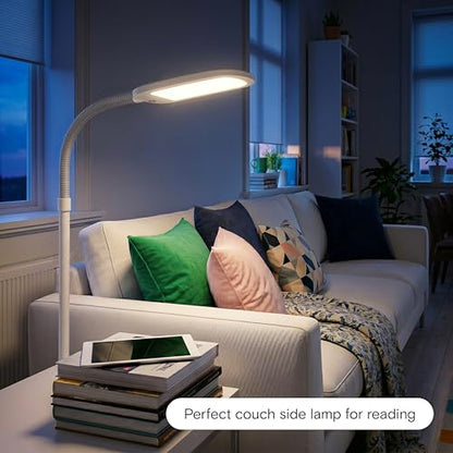 Brightech Litespan LED 2nd Edition Reading Floor Lamp with Cool, Soft & Warm White LED's - Built-in Dimmer - Adjustable Design Pivots in Any Direction - Energy Saving 12 Watts - Alpine White - color: Alpine White