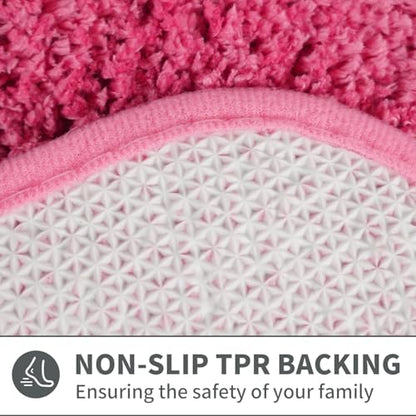 Scalloped Rose Pink Bathroom Rug Runner, Non Slip Absorbent 24"x59" - color: Rose Pink, size: 2' x 4'92" (Rectangular)
