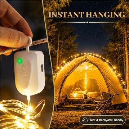 DomeStar 2 Pack Fairy Lights Battery Operate, 32 FT Rechargeable Lights - color: Warm White