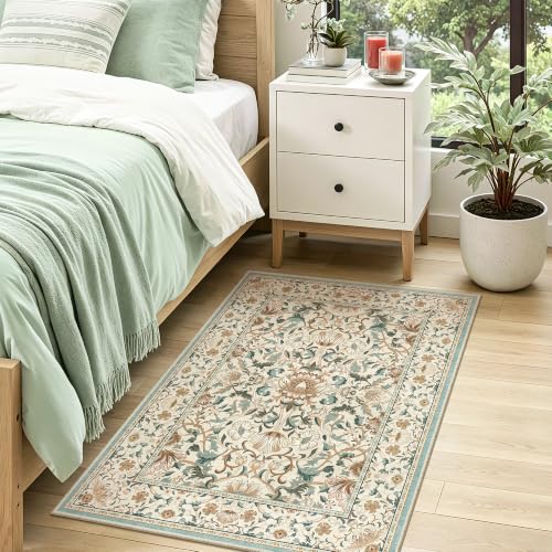 2x3 Kitchen Rugs Non Slip Washable Floral Small Entryway Rug, Tan - color: Tan, size: 2' x 3' (Rectangular)
