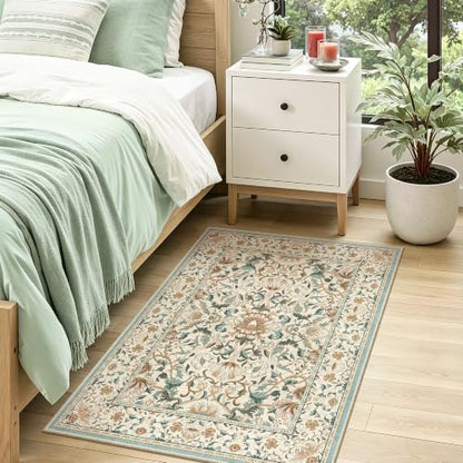 2x3 Kitchen Rugs Non Slip Washable Floral Small Entryway Rug, Tan - color: Tan, size: 2' x 3' (Rectangular)