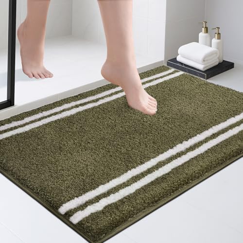PURRUGS Bathroom Rug, Bath Mat, 24" x 36", Olive Green - color: Olive Green, size: 24" X 36"