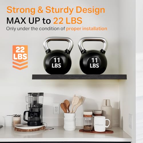 BAYKA Black Floating Shelves 15.7in, Set of 3, Wall Mount Rustic Wood Shelf - color: A. Black - Universal Classic Style, size: 15.7inches