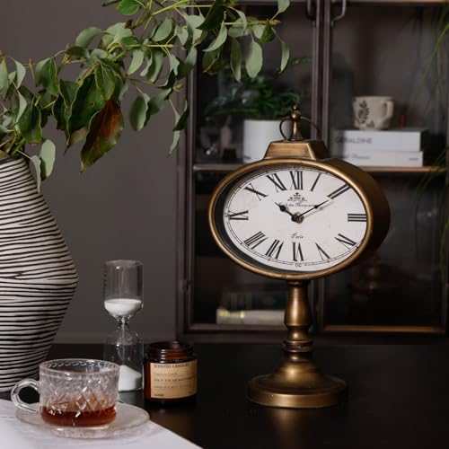 NIKKY HOME Large Mantel Clock, Antique Clocks Silent-Non-Ticking