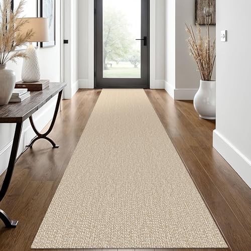 EARTHALL Washable Runner Rug, Non Slip Hallway Runner, 2x12 Ft, Sand/Beige - color: Sand/Beige, size: 2' x 12' (Rectangular)