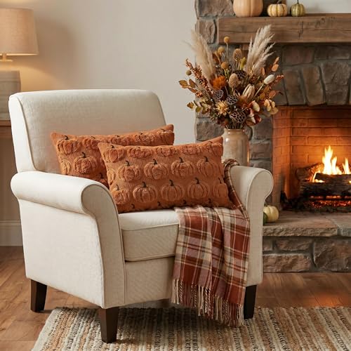 AVOIN colorlife Caramel Fall Pumpkin Throw Pillow Covers 12x20 Inch - color: Caramel, size: 20" x 12" (Pack of 2)