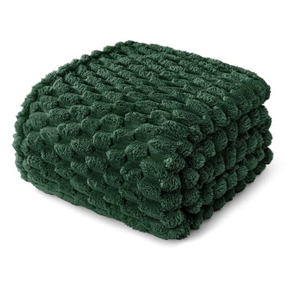 Whale Flotilla Soft Fleece King Size Bed Blanket 3D Jacquard, Emerald Green - color: Emerald Green, size: King(90x104 Inch)