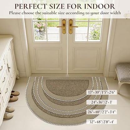 Dirt Trapper Door Mats 26" x 40", Non-Slip & Washable, Beige - color: Beige, size: 26" X 40" (Semicircular)