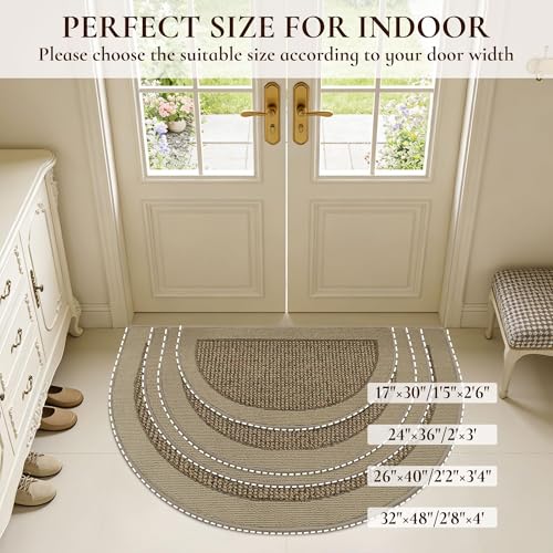 Dirt Trapper Door Mats 26" x 40", Non-Slip & Washable, Beige - color: Beige, size: 26" X 40" (Semicircular)