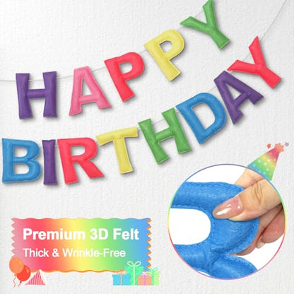 Pre-Strung Felt Happy Birthday Banner Pastel Garland Set - color: Macaron