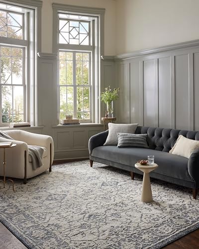 Loloi Magnolia Home Gigi Ivory/Blue 2'-7" x 10'-0" Runner Rug - color: Ivory / Blue, size: 2'7" x 10' (Rectangular)