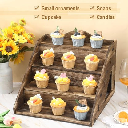 Yousoontic 4 Tier Wooden Display Stand for Soap Candles Craft Show Riser