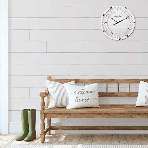 Presentime 10" Farmhouse Series Wall Clock - color: Antique Distressed White, size: 10 inch